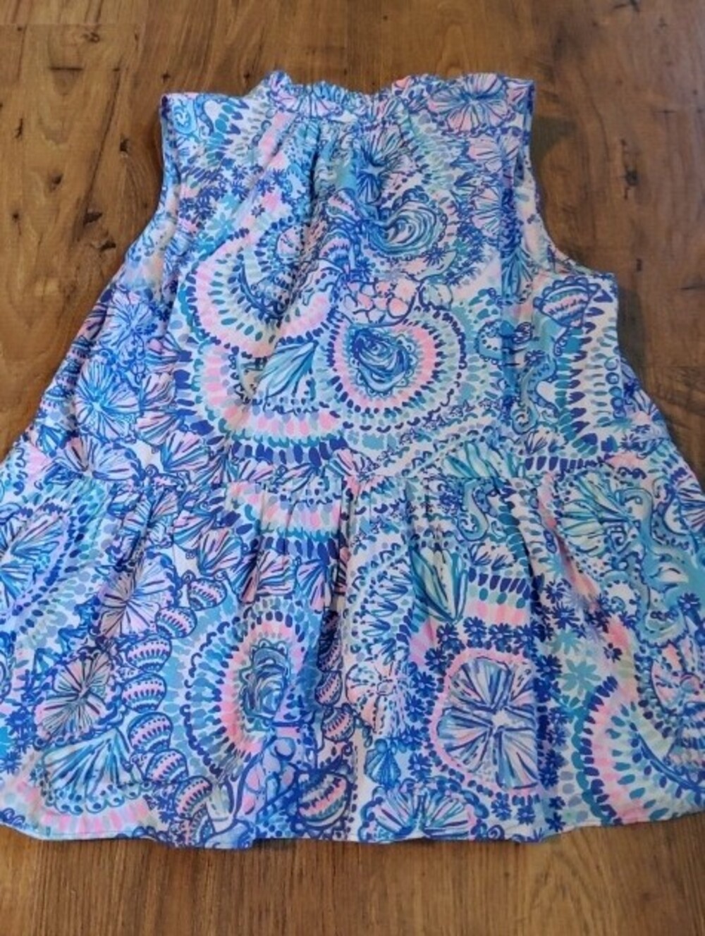 Lilly Pulitzer Blue Pink Paisley Floral Sleeveless Peplum Top Medium - Picture 13 of 13